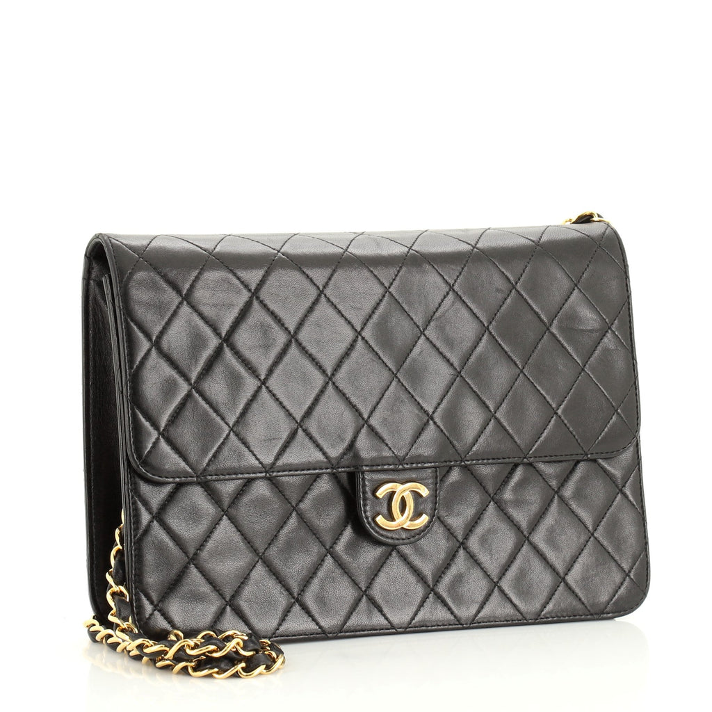 Vintage Clutch with Chain Quilted Leather Medium