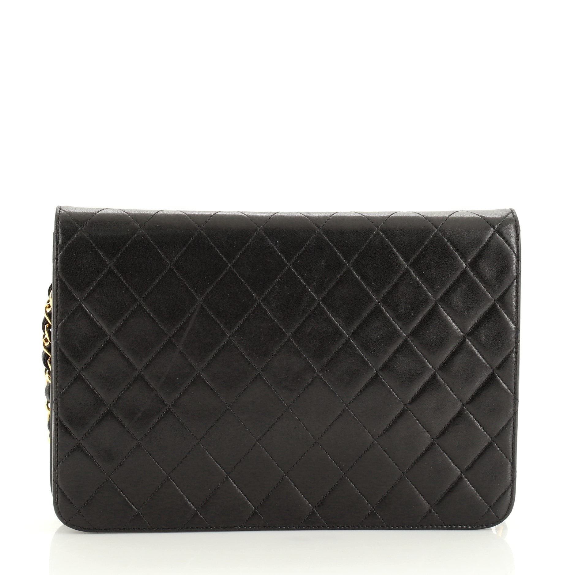 Vintage Clutch with Chain Quilted Leather Medium