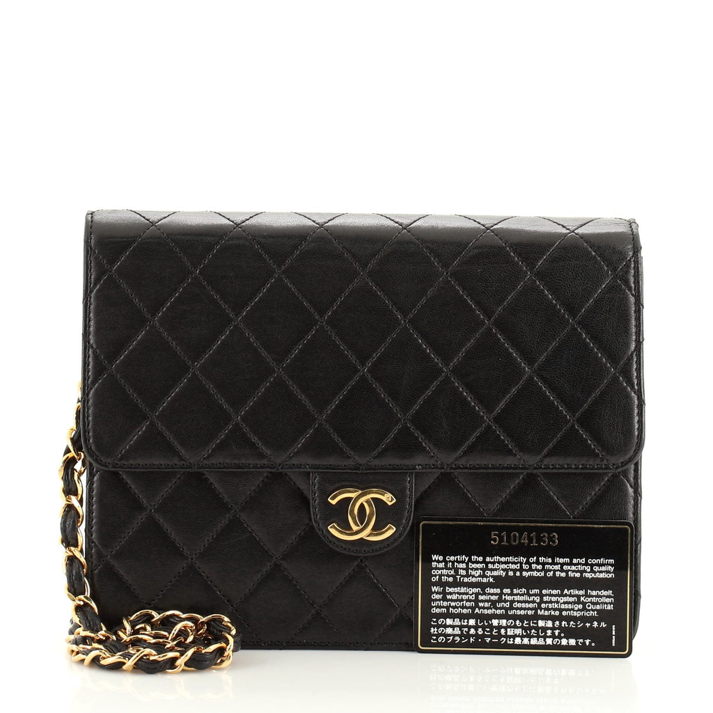 Vintage Clutch with Chain Quilted Leather Small