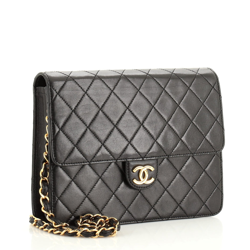 Vintage Clutch with Chain Quilted Leather Small