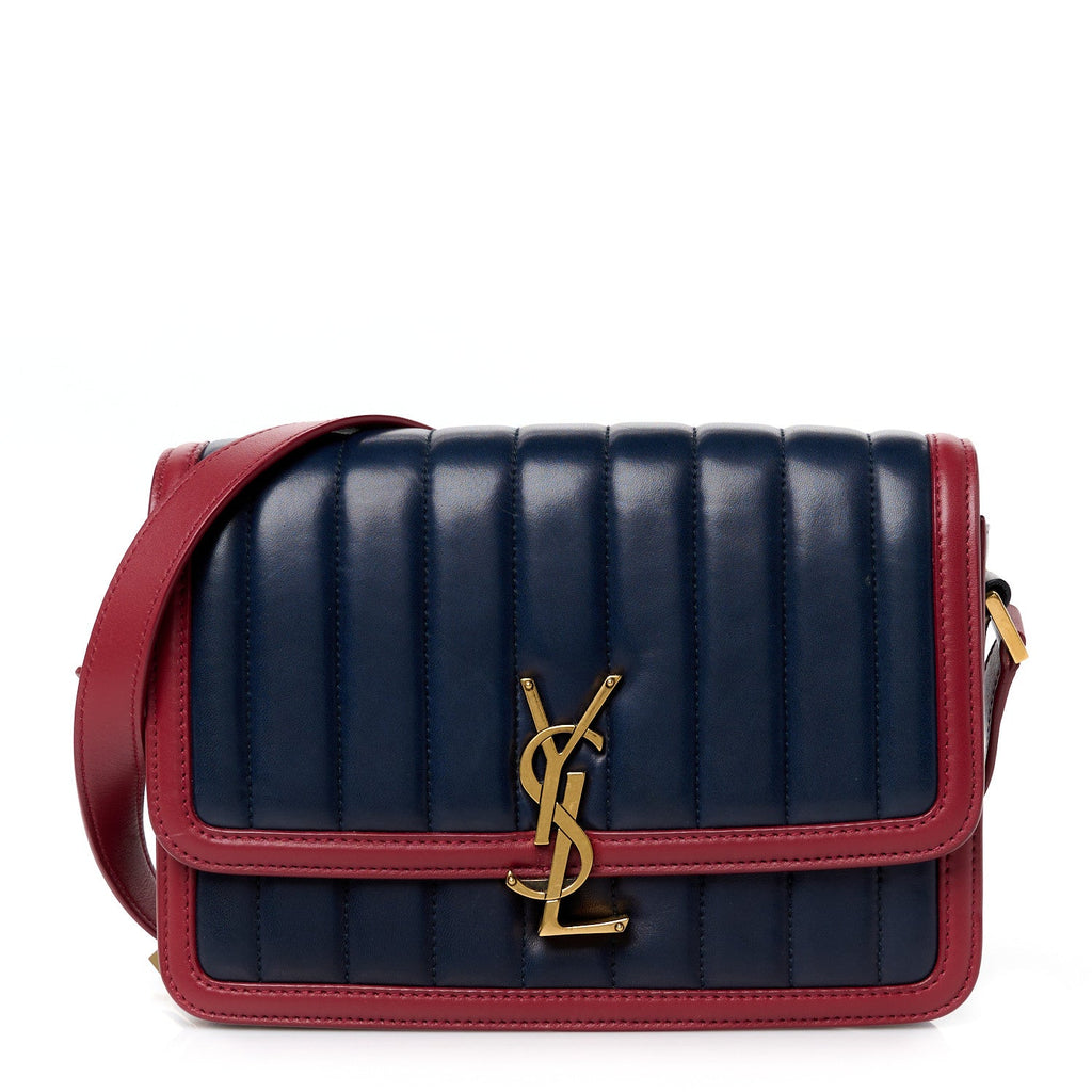 Calfskin Matelasse Monogram Chain Bag Red Navy
