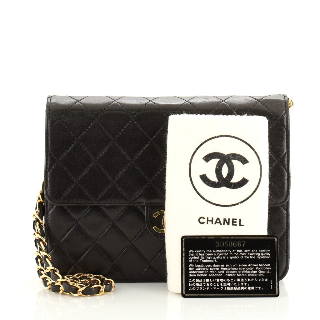 Vintage Clutch with Chain Quilted Leather Small