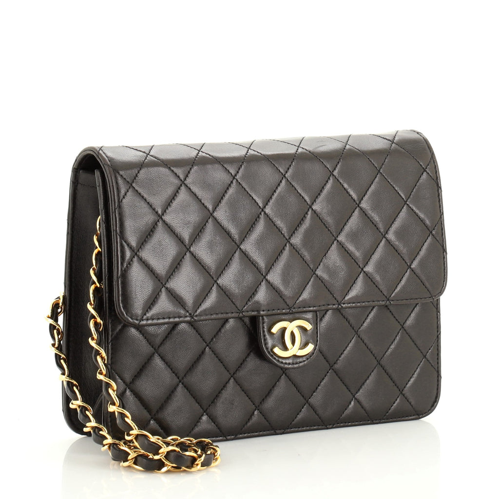 Vintage Clutch with Chain Quilted Leather Small