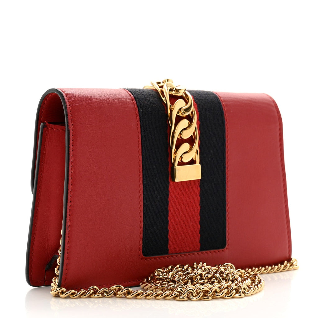Calfskin Super Mini Sylvie Chain Shoulder Bag Hibiscus Red