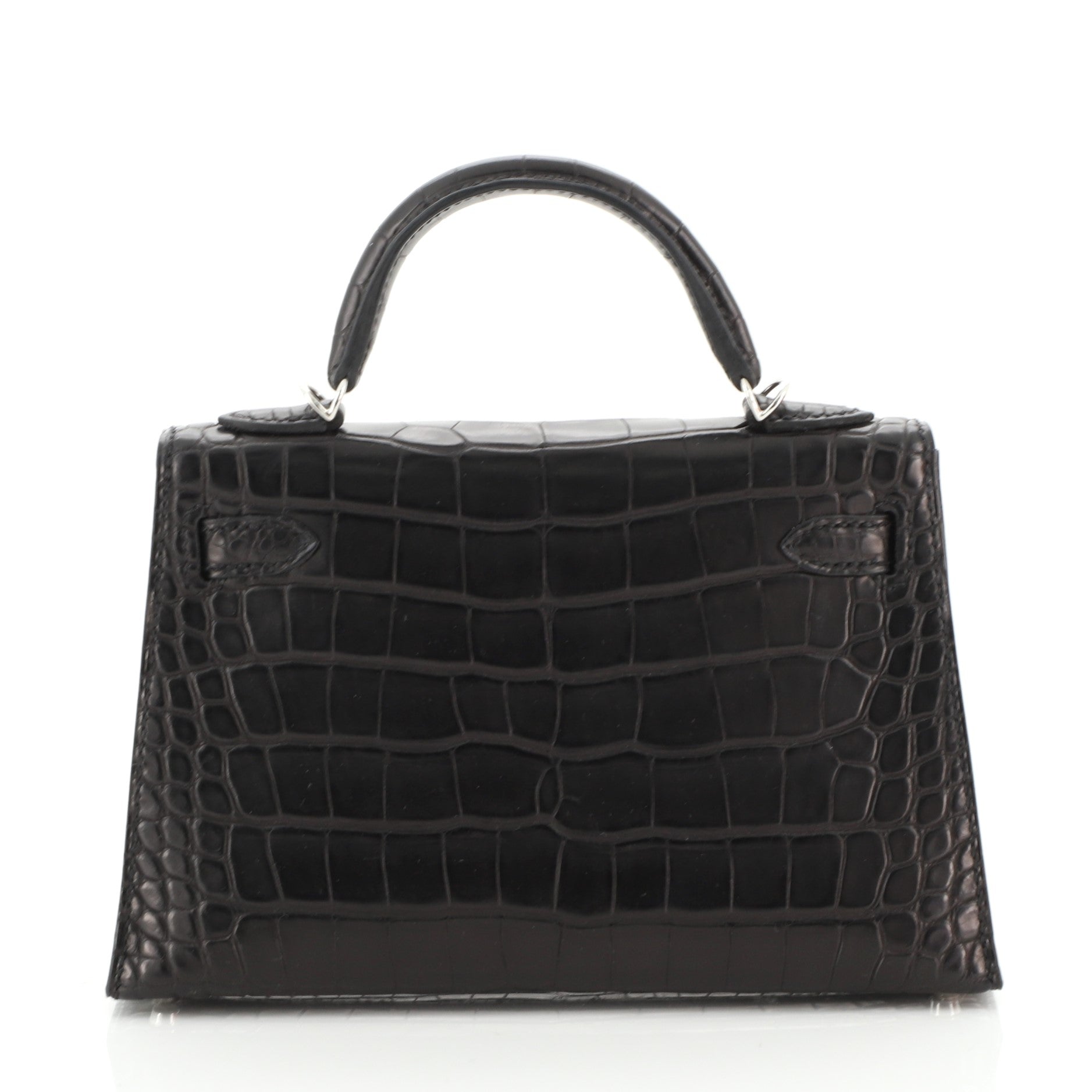Kelly Mini II Handbag Noir Matte Alligator with Palladium Hardware 20