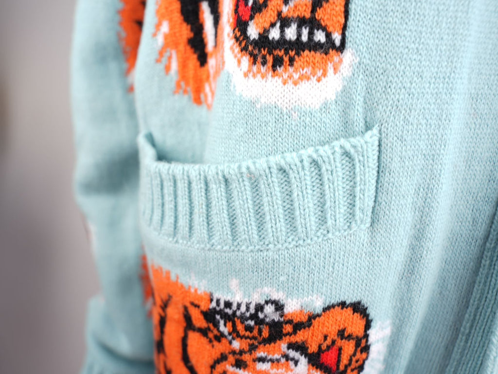Gucci Tiger Jacquard Wool igan light Blue XS
