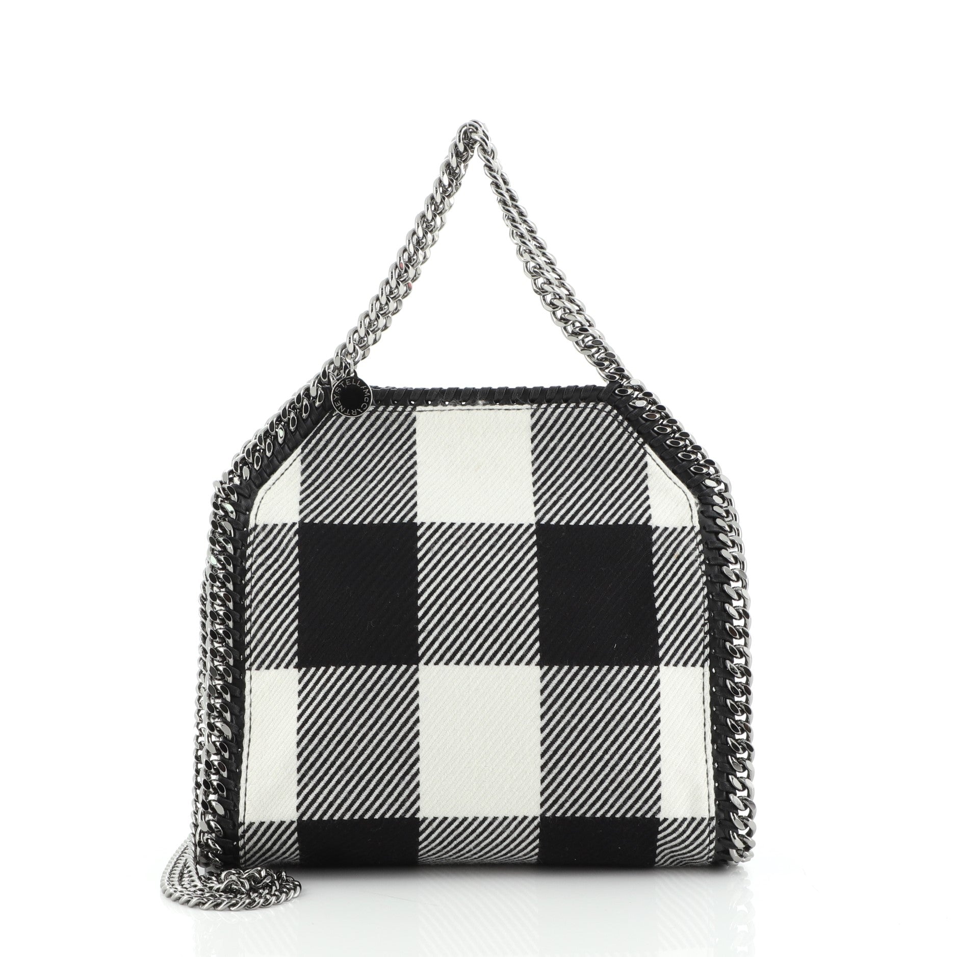 Falabella Fold Over Crossbody Bag Gingham Wool Mini