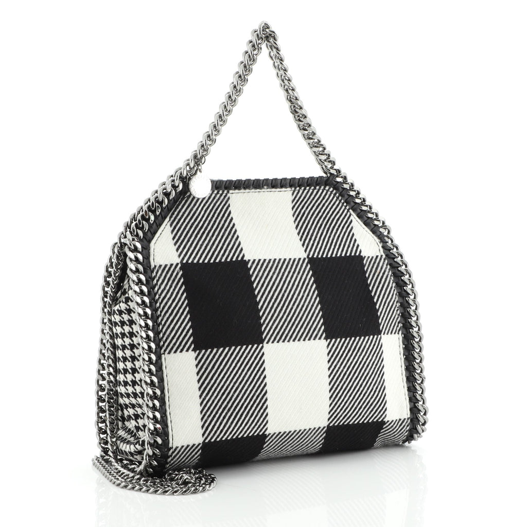 Falabella Fold Over Crossbody Bag Gingham Wool Mini