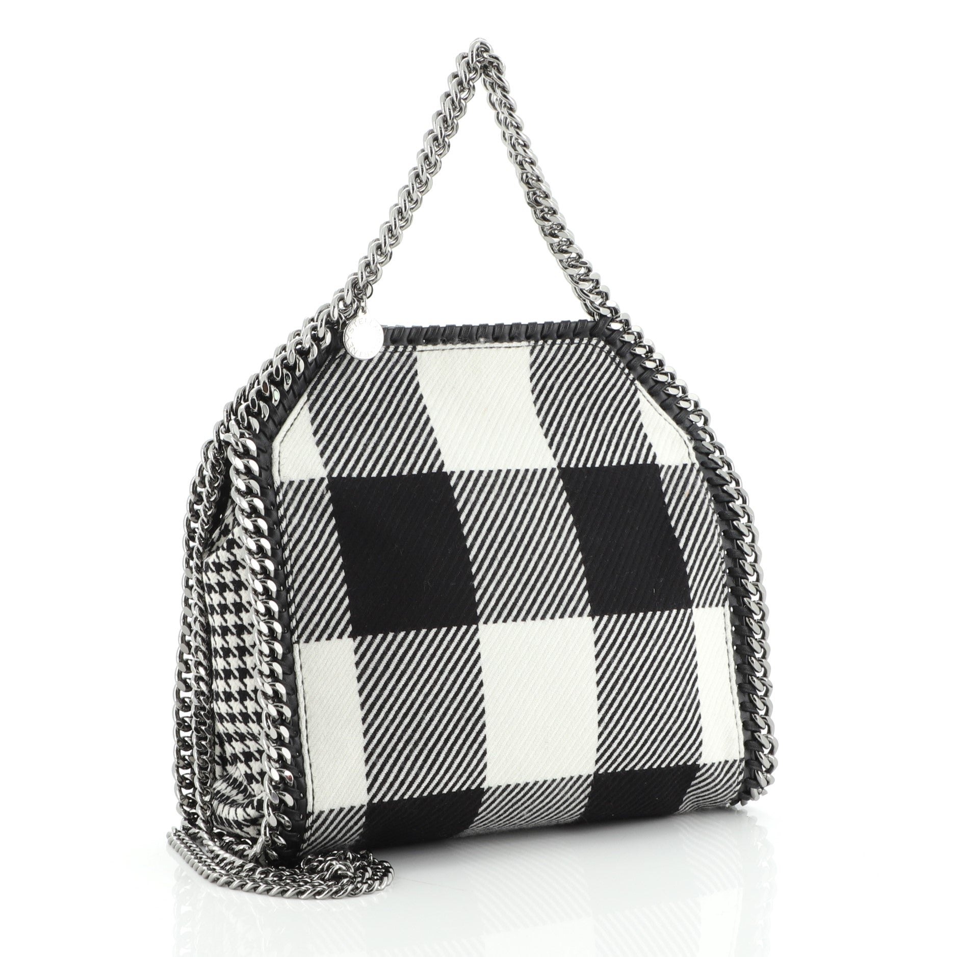 Falabella Fold Over Crossbody Bag Gingham Wool Mini