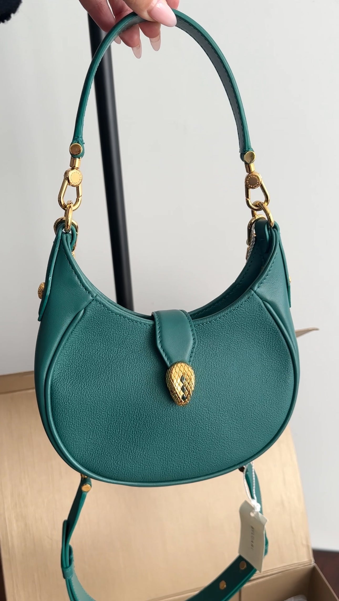 Bvlgari Serpenti Forever Emerald Green Ellipse Hobo Bag