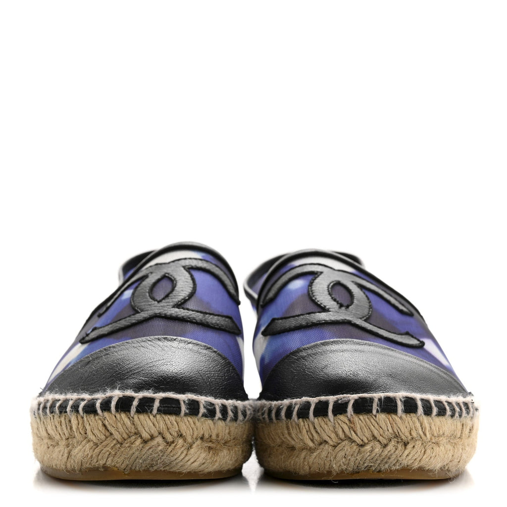 Mesh Grosgrain CC Espadrilles 37 Purple Black