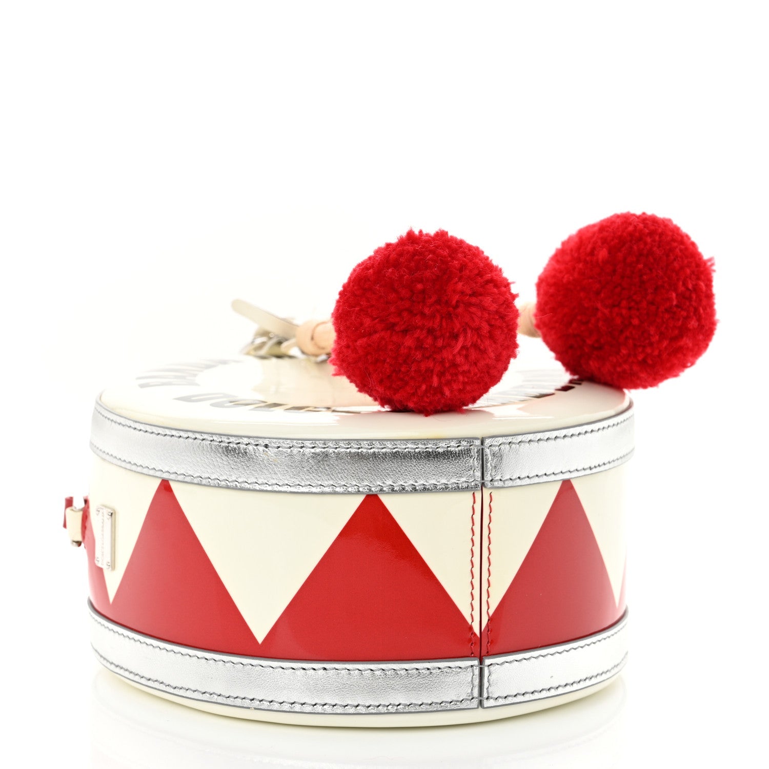 Patent Calfskin Dolce Drum Satchel White Red Black Multicolor