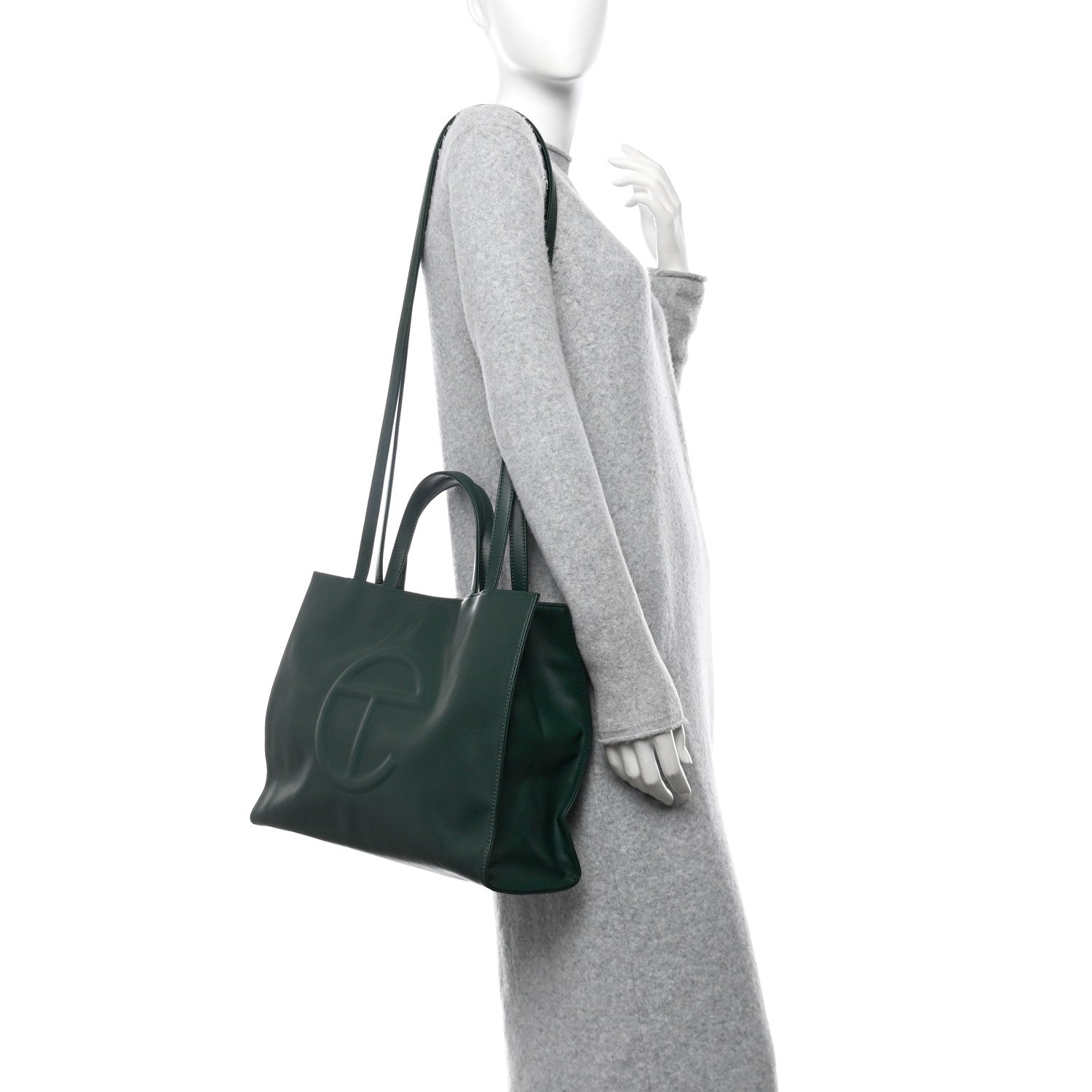 Vegan Leather Medium Shopping Bag Dark Olive