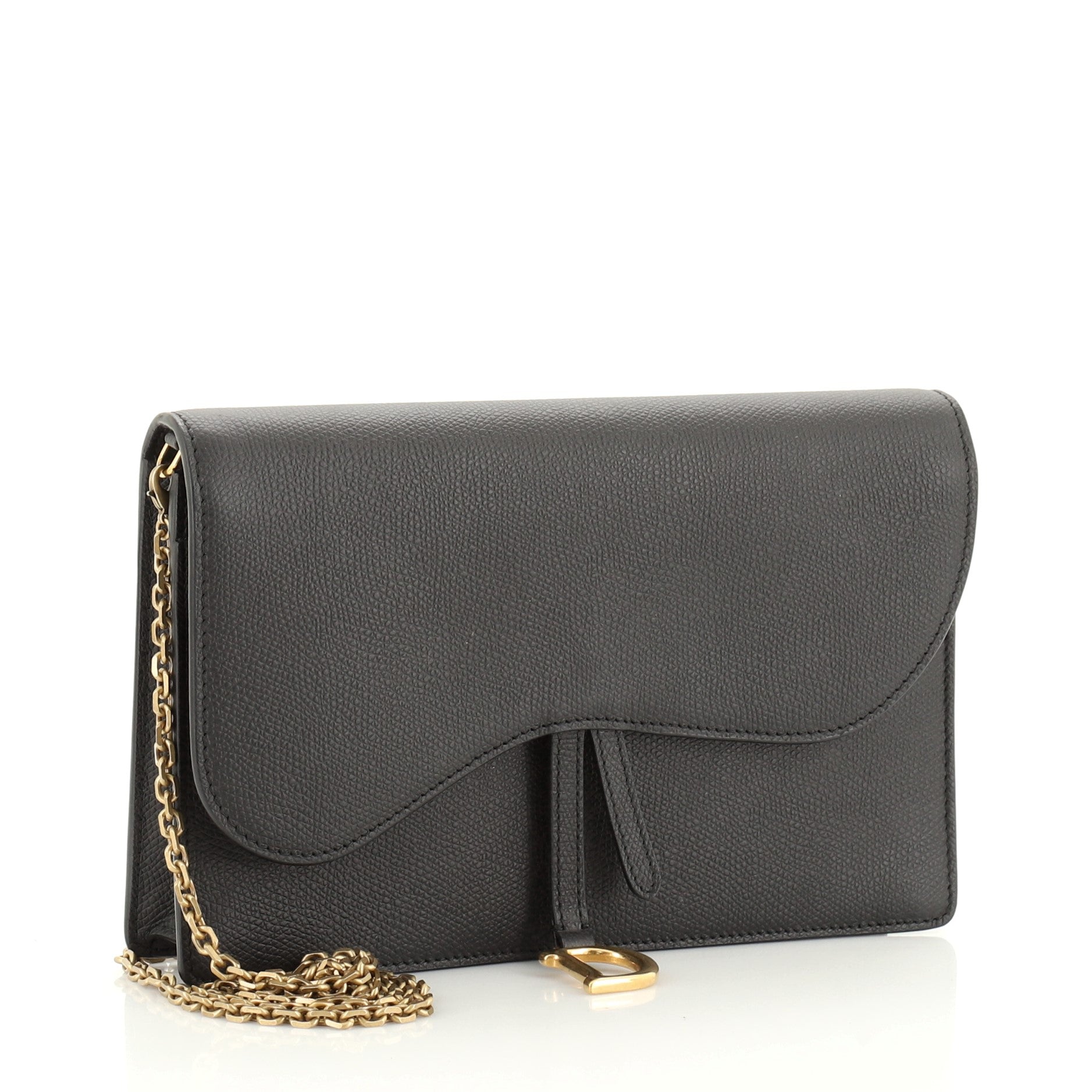 Saddle Chain Clutch Leather