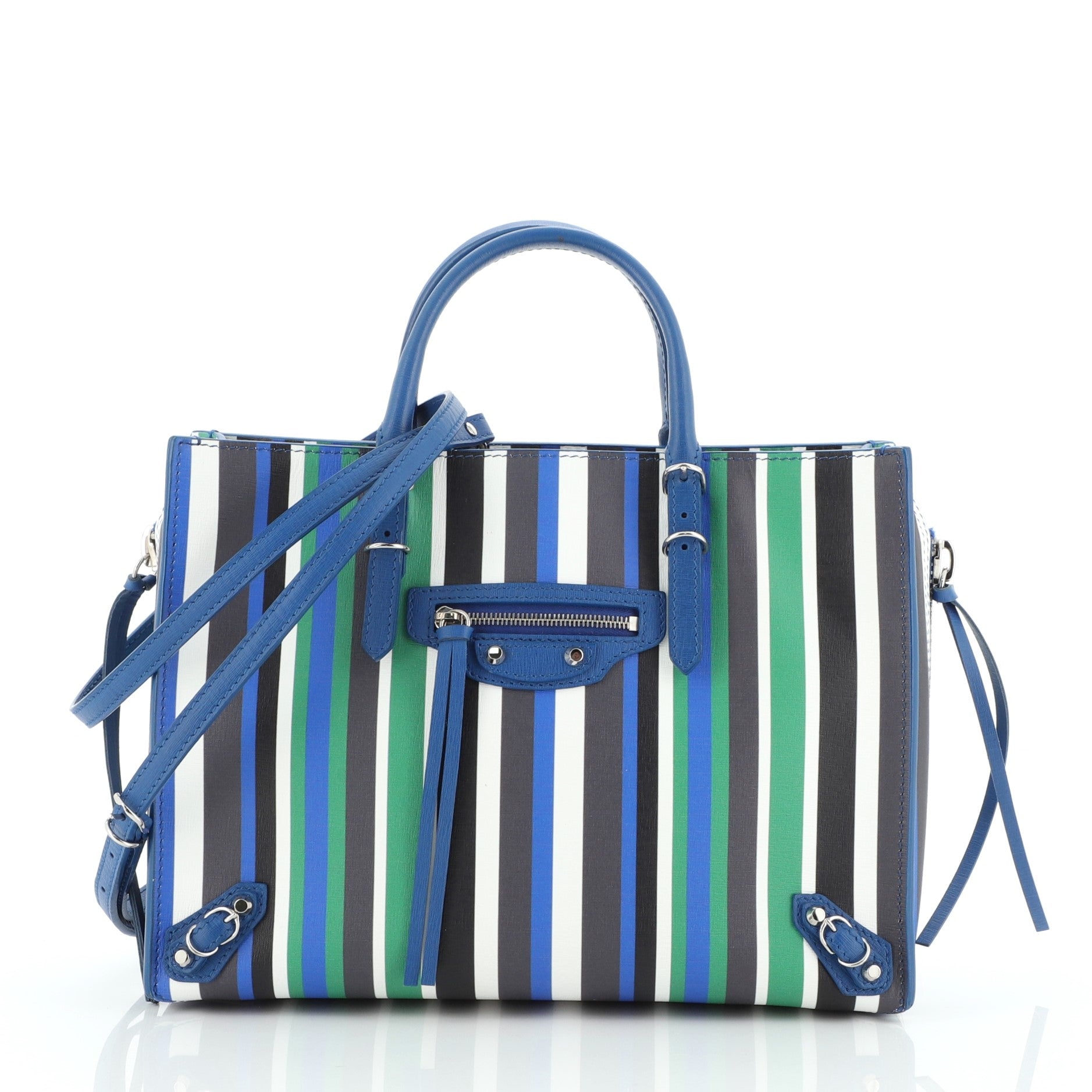 Papier A4 Zip Around Classic Studs Bag Striped Leather Mini