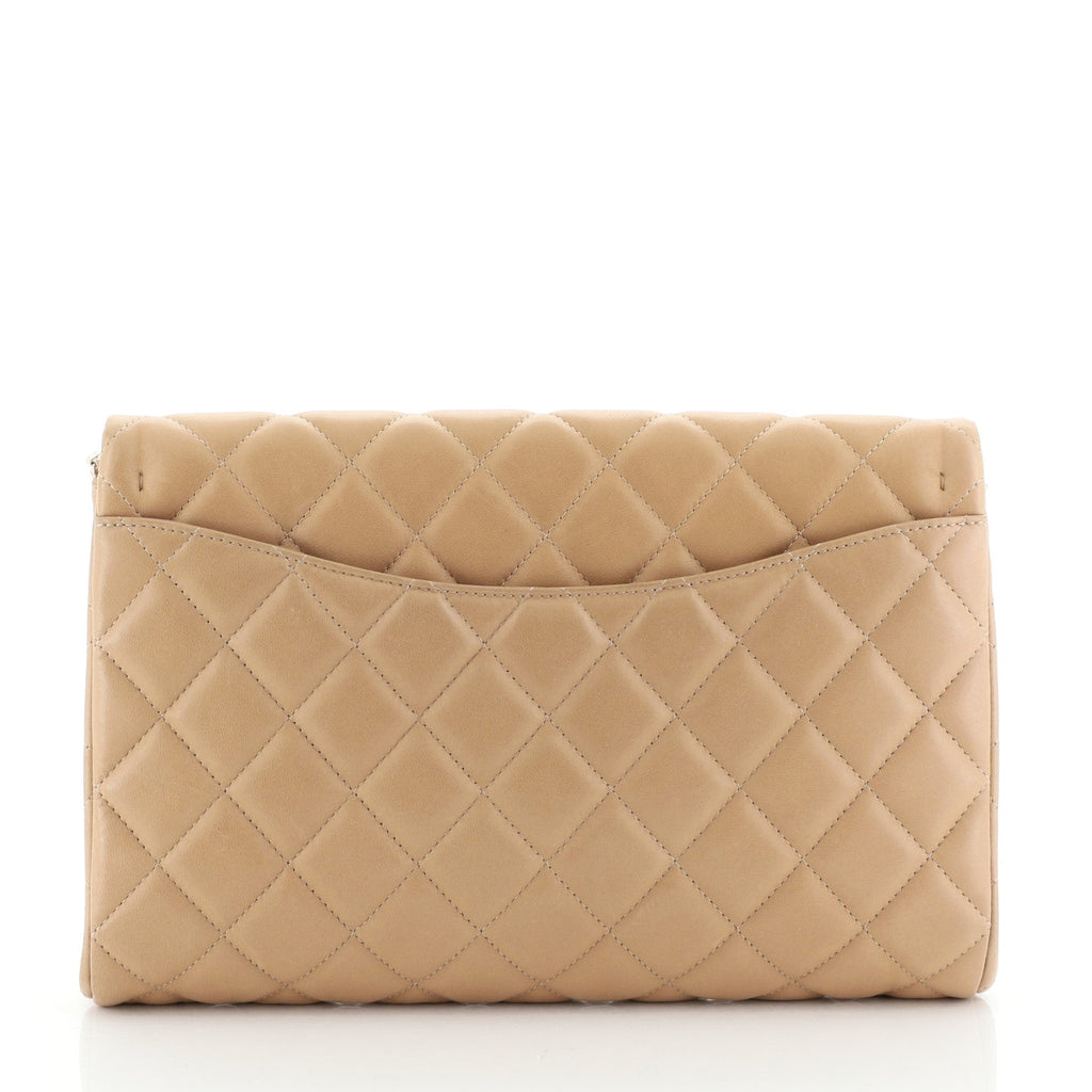 Clutch with Chain Quilted Lambskin