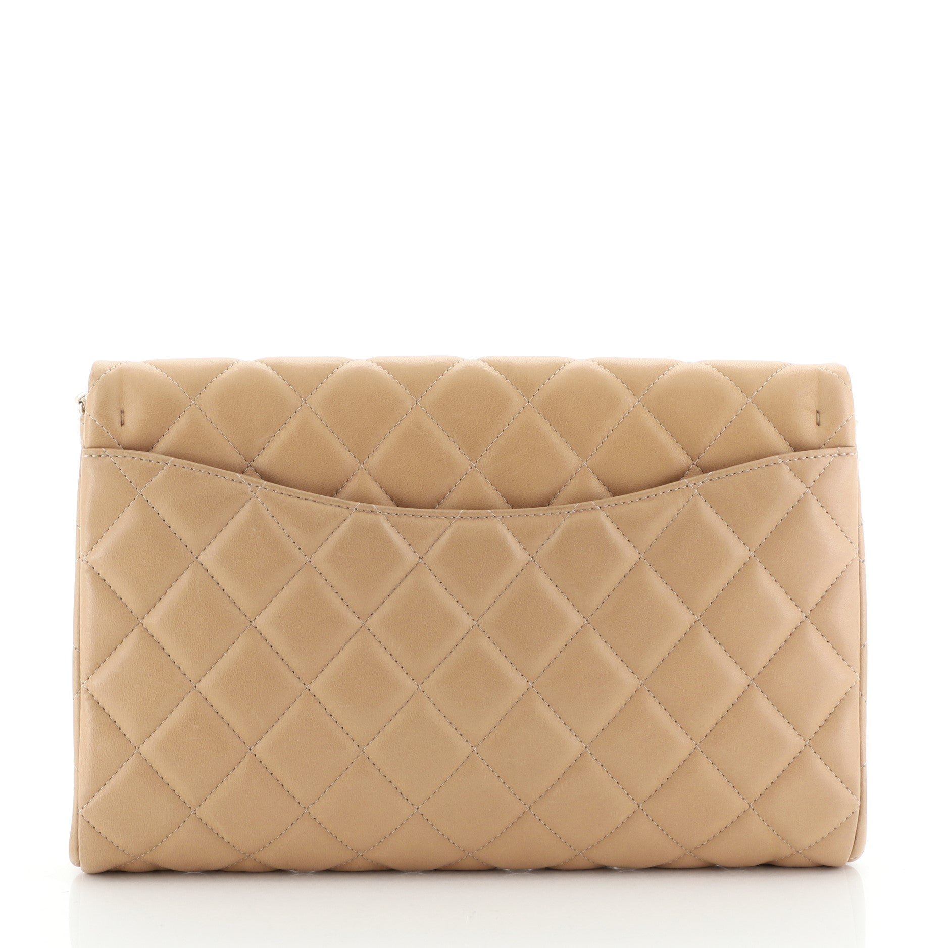 Clutch with Chain Quilted Lambskin