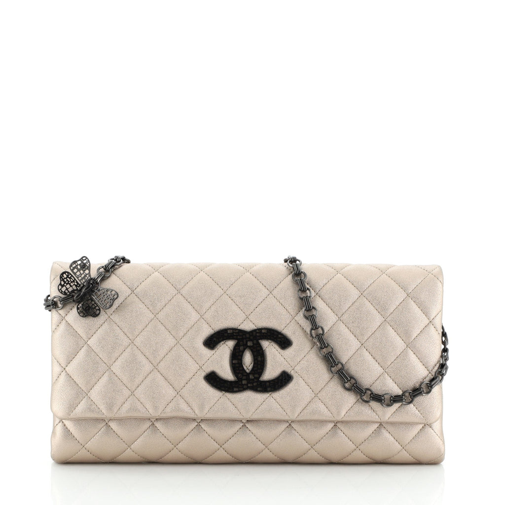 Butterfly Chain Clutch Quilted Lambskin