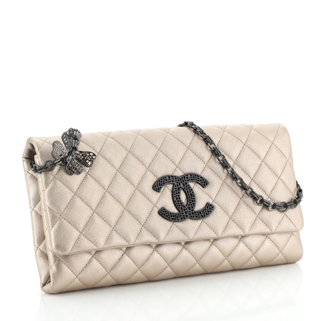 Butterfly Chain Clutch Quilted Lambskin