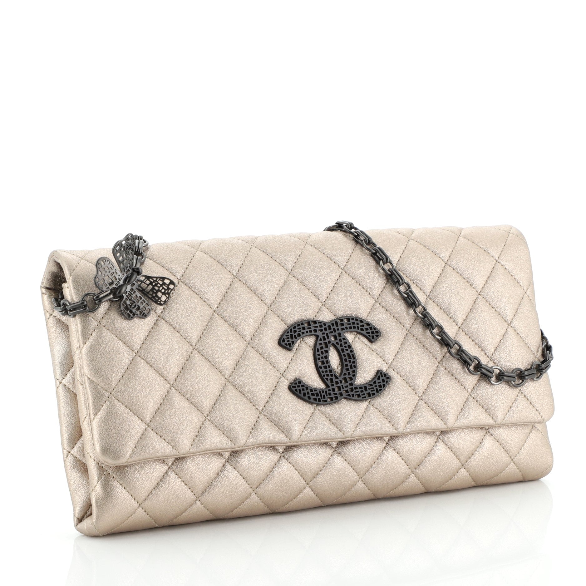 Butterfly Chain Clutch Quilted Lambskin