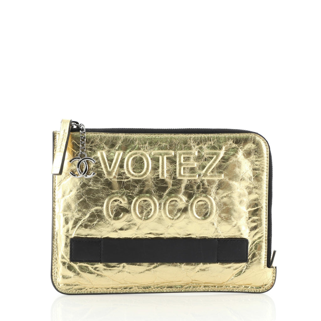 Feminine Pouch Crinkled Leather Small