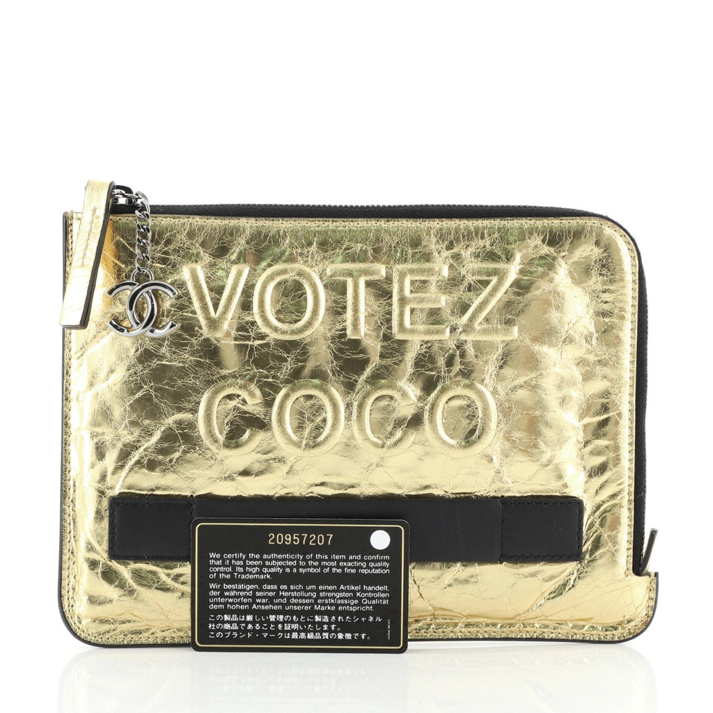 Feminine Pouch Crinkled Leather Small
