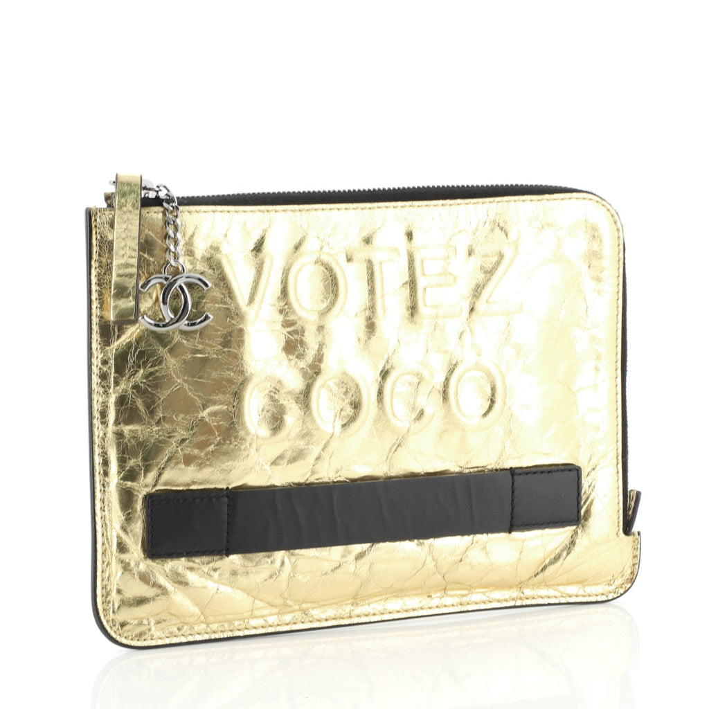Feminine Pouch Crinkled Leather Small