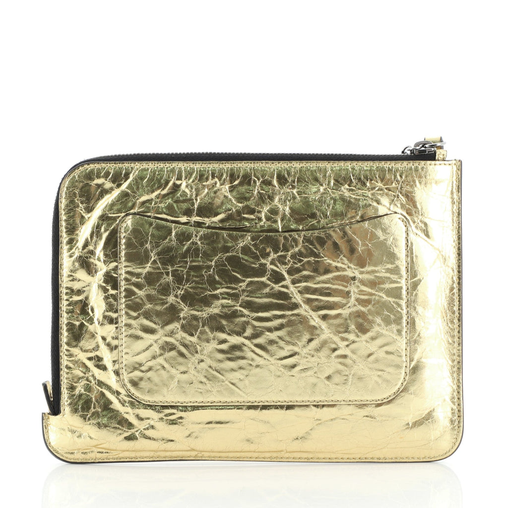 Feminine Pouch Crinkled Leather Small