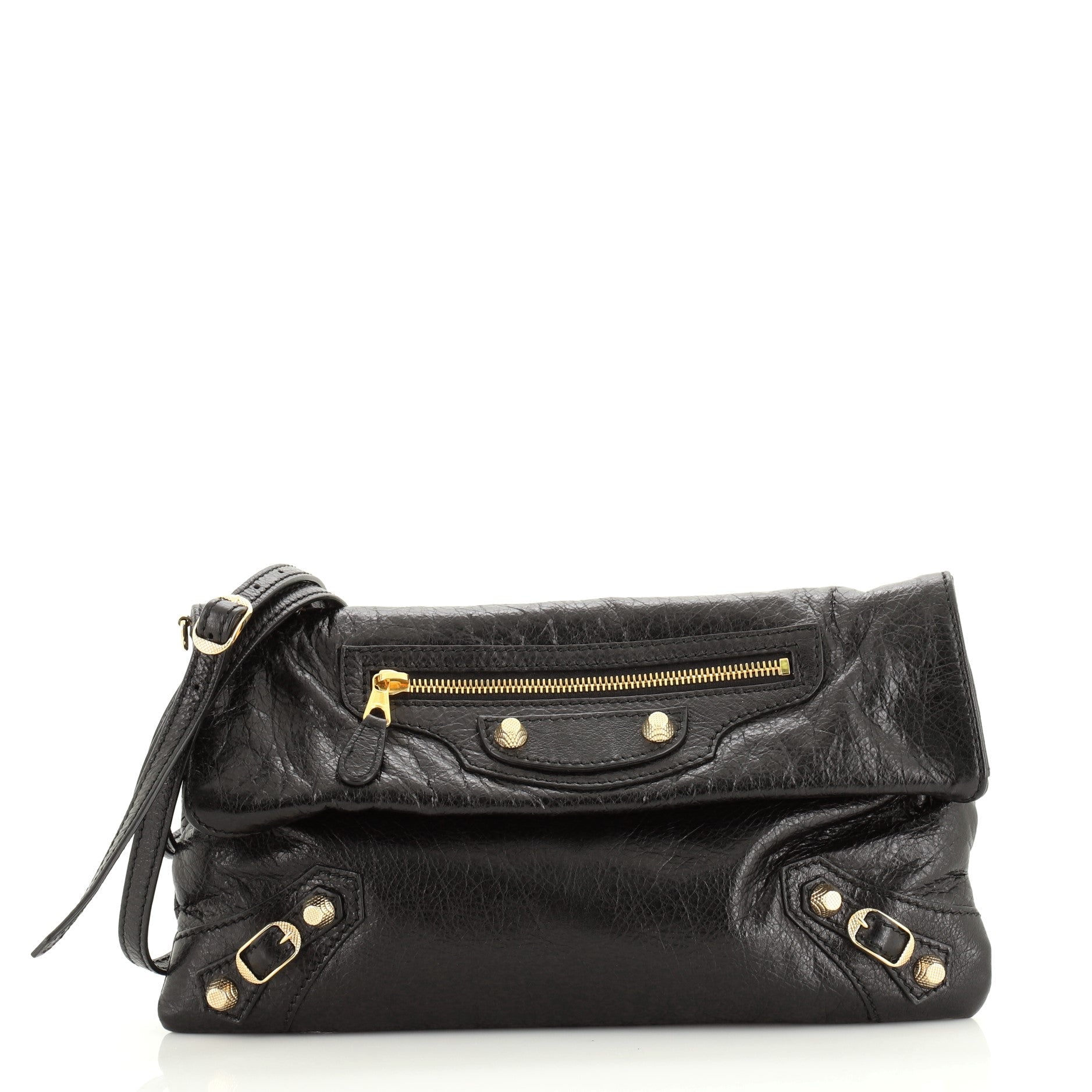 Giant Studs Envelope Strap Clutch Leather