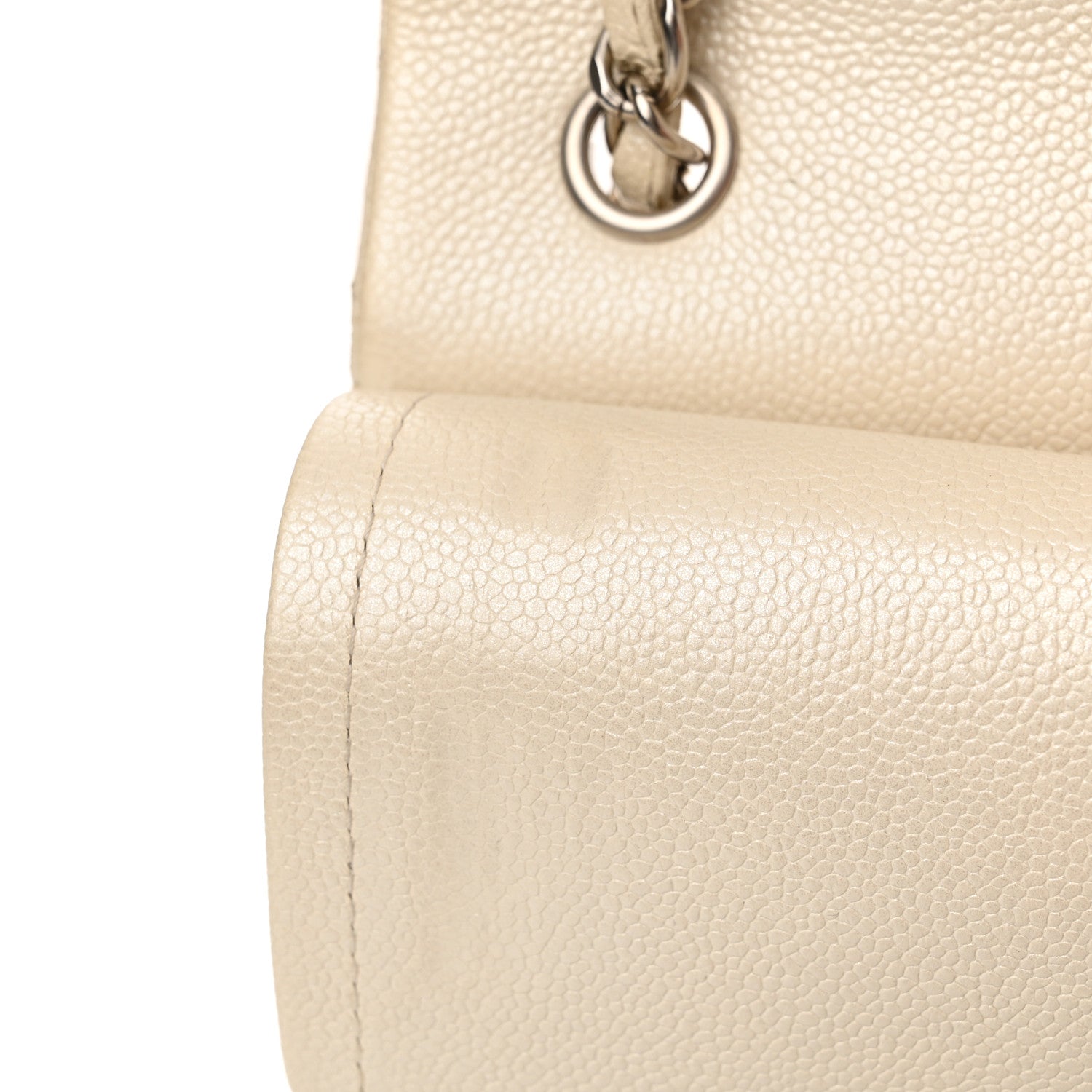 Iridescent Caviar Quilted Jumbo Double Flap Dark White