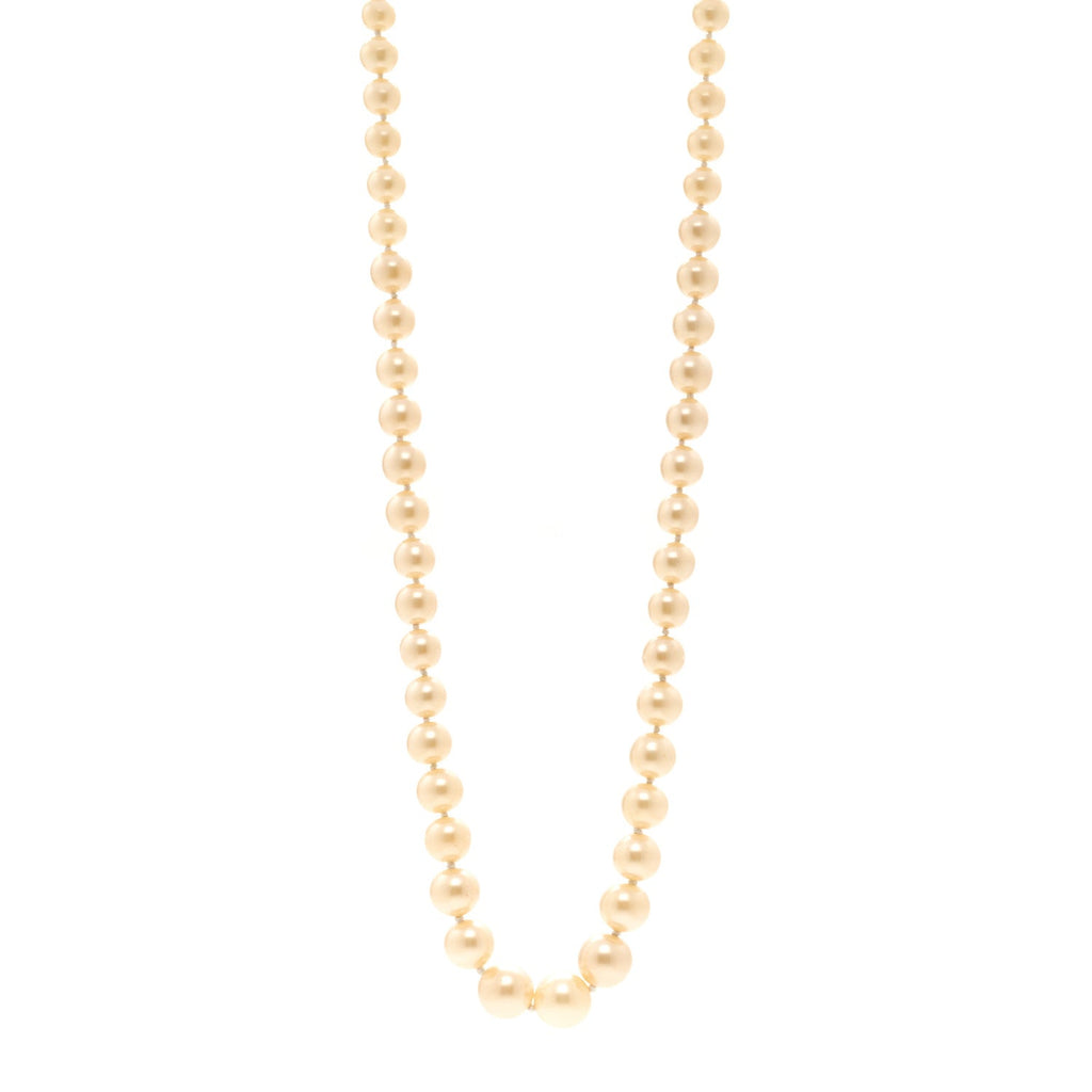 Graduated Pearl Long Necklace Gold White