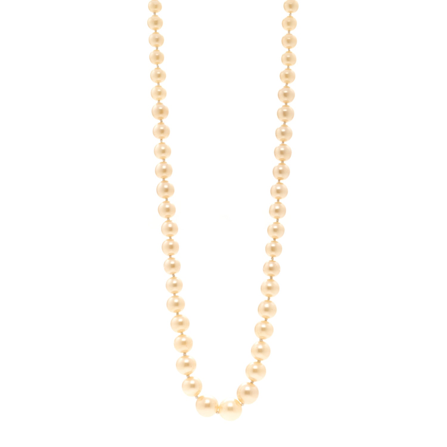 Graduated Pearl Long Necklace Gold White