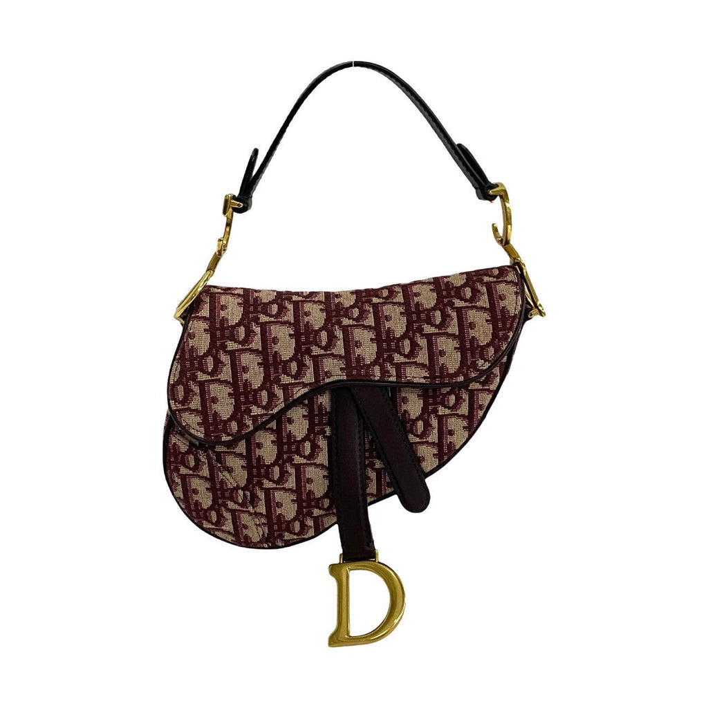 Christian Dior Saddle Bag Canvas Leather Handbag