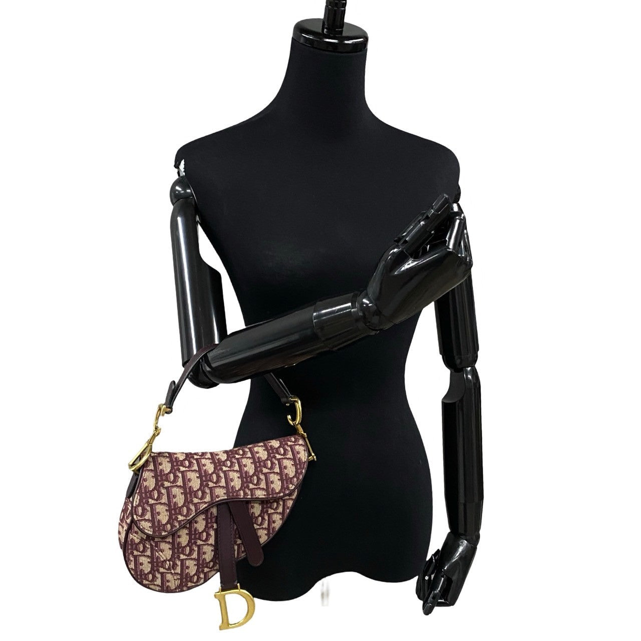 Christian Dior Saddle Bag Canvas Leather Handbag