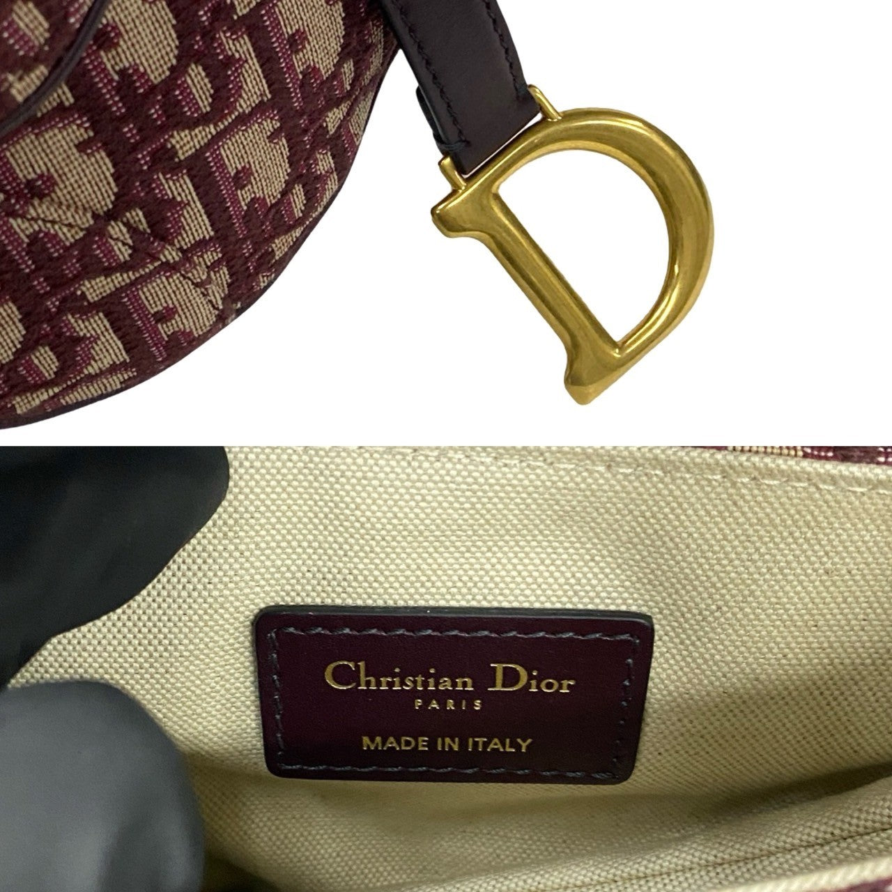 Christian Dior Saddle Bag Canvas Leather Handbag