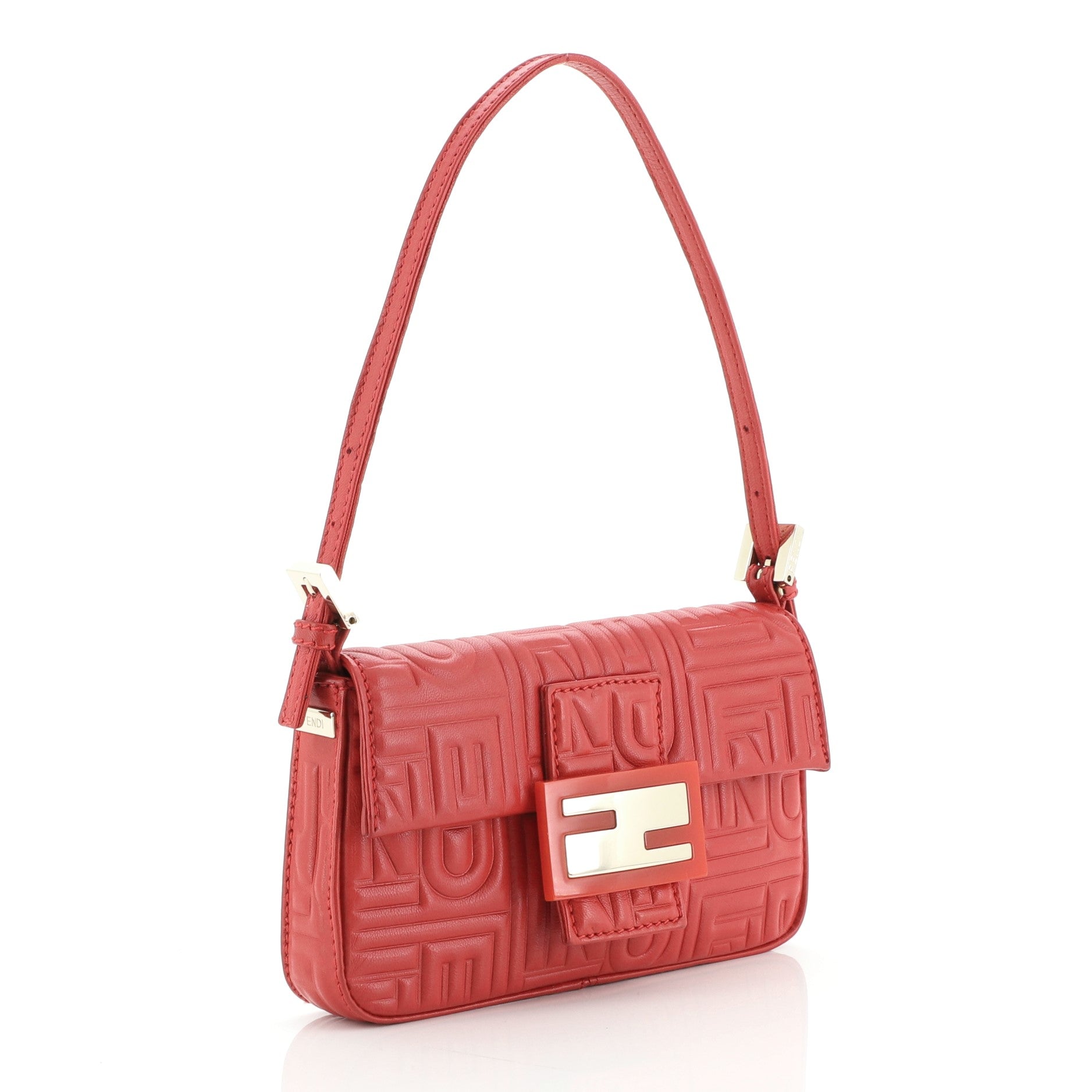 Baguette Logo Embossed Leather Mini