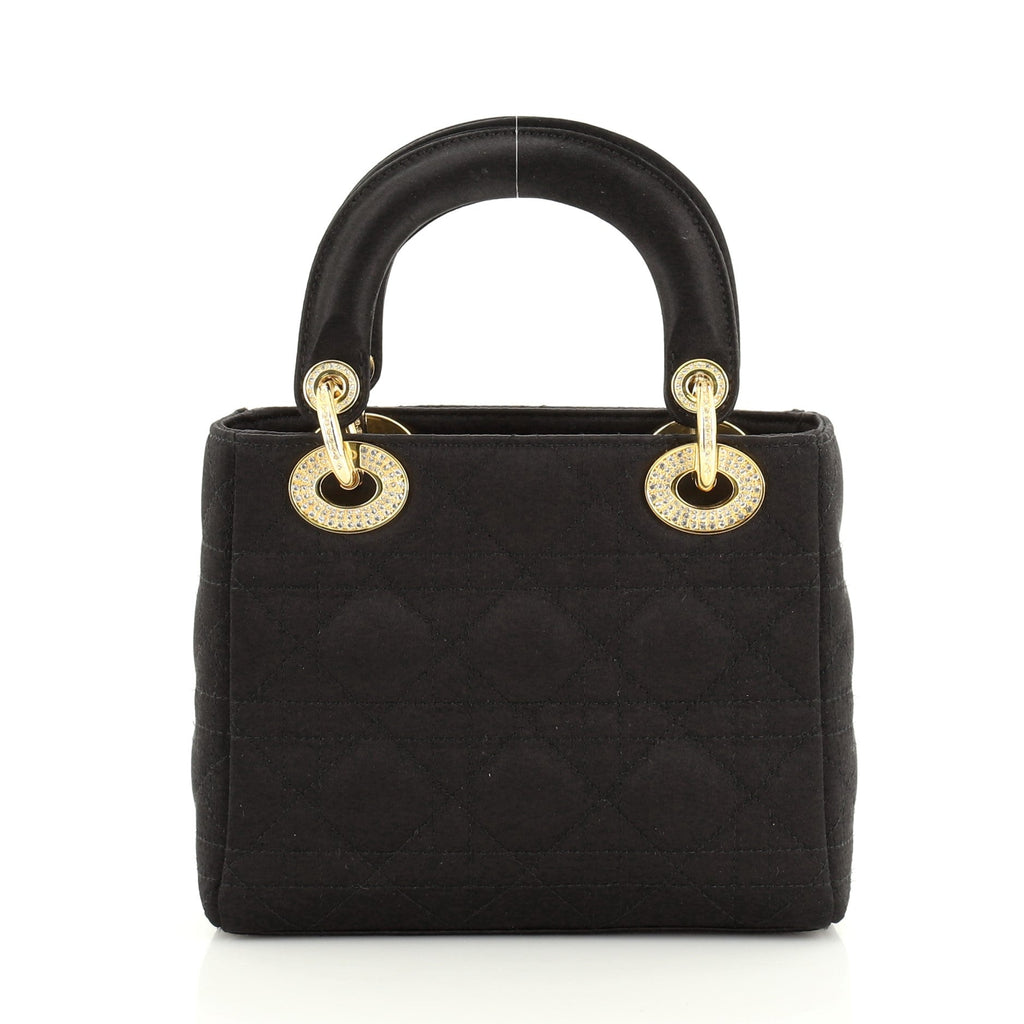 Vintage Lady Dior Bag Cannage Quilt Satin with Crystal Charms Mini