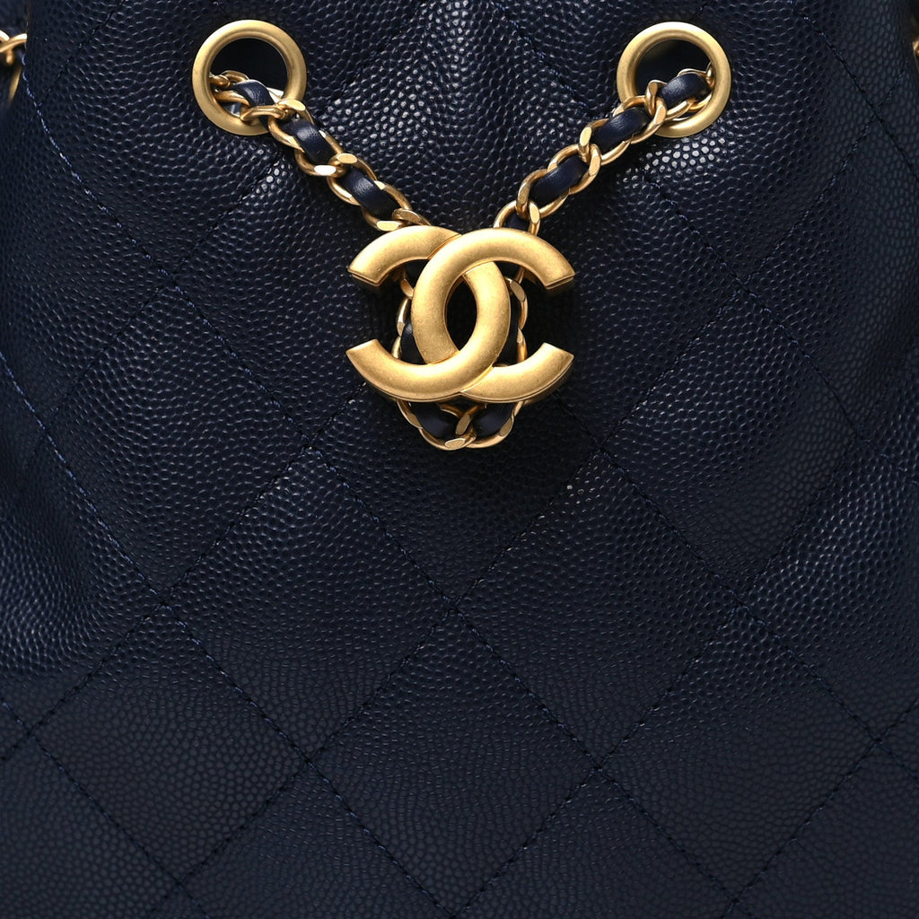 Caviar Quilted Small Chanel 25 Handbag Dark Navy