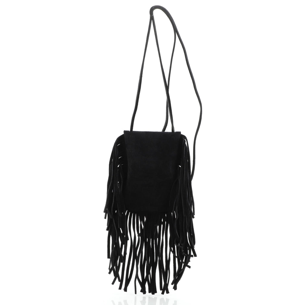Anita Flat Fringe Crossbody Bag Suede Mini