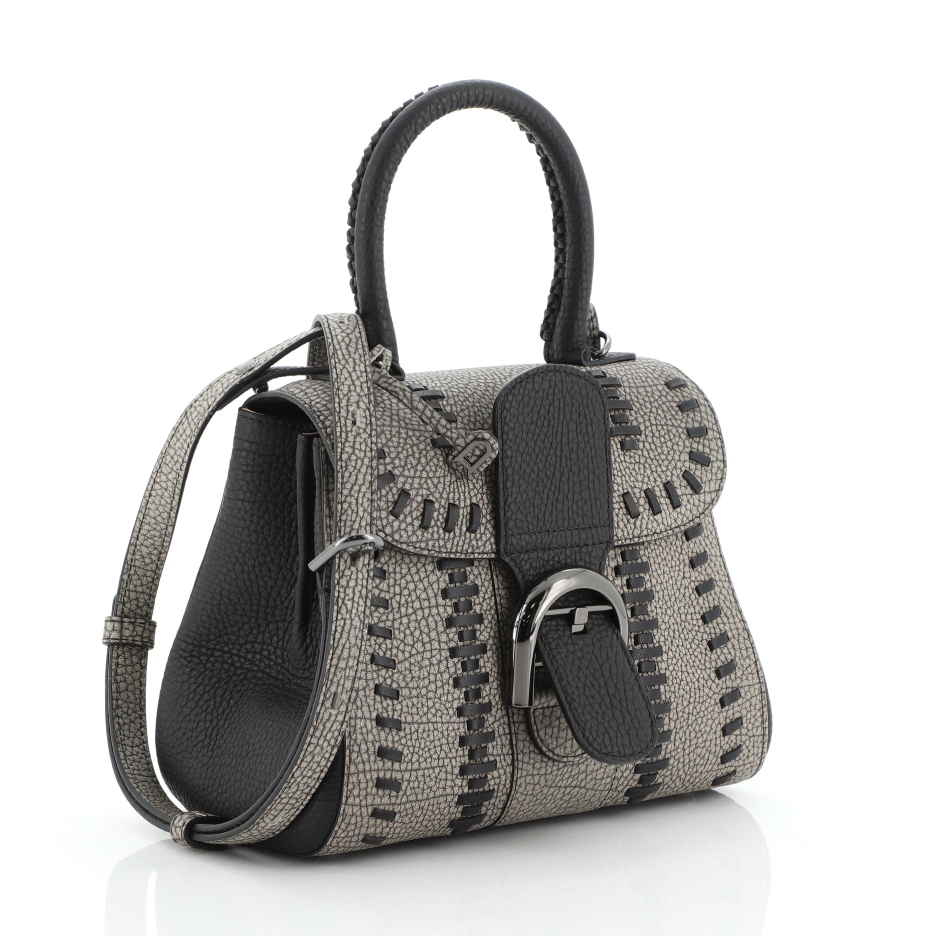 Brillant Top Handle Bag Whipstitch Leather Mini