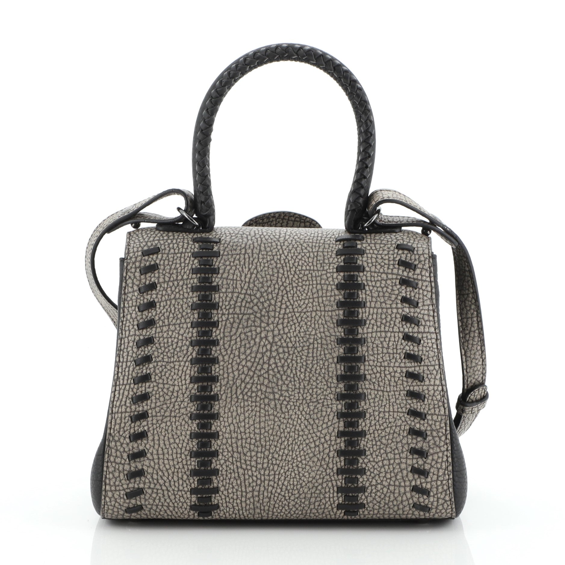 Brillant Top Handle Bag Whipstitch Leather Mini