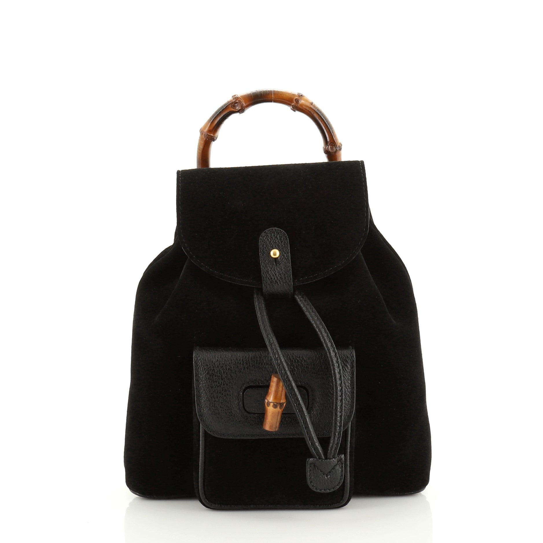 Vintage Bamboo Backpack Suede Mini