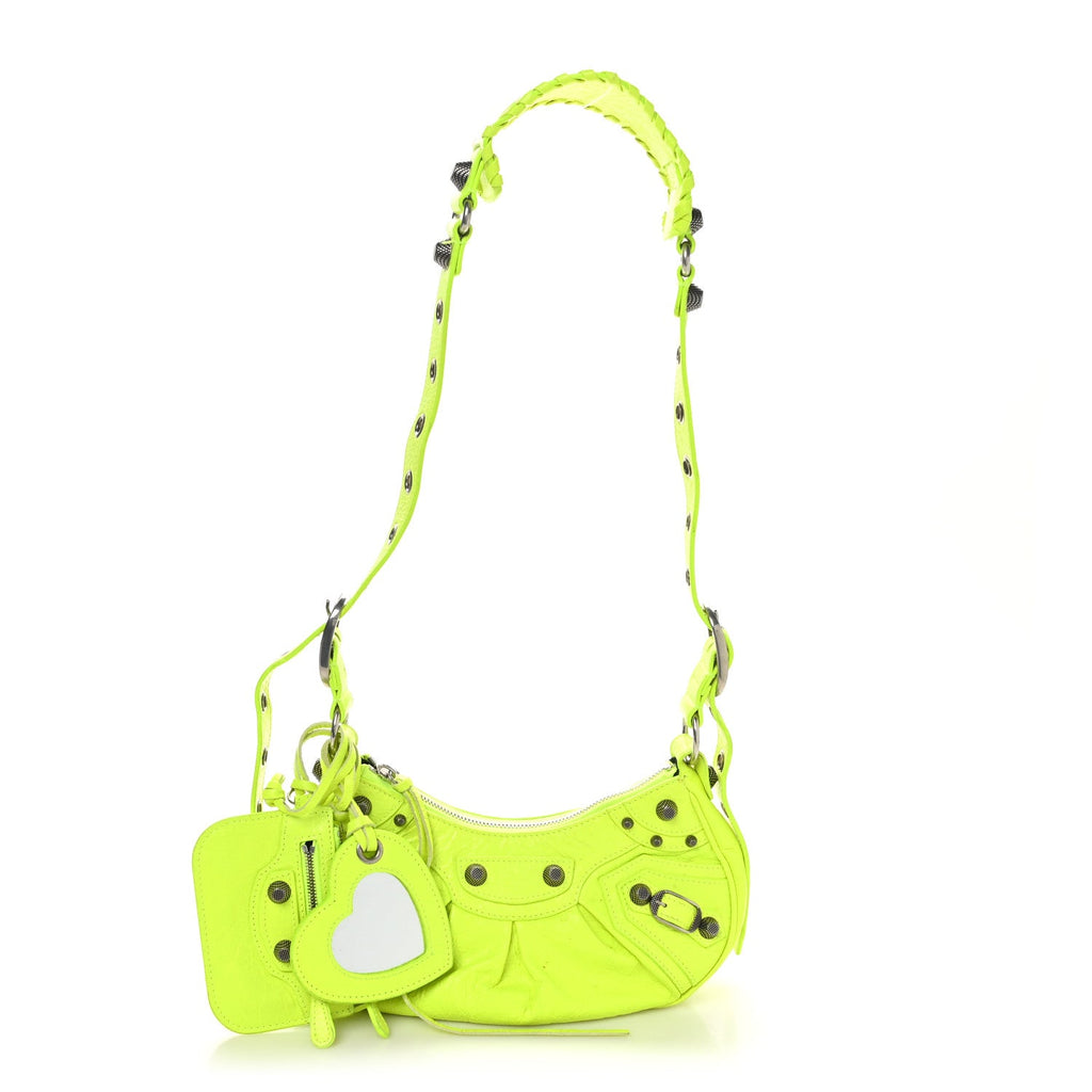 Agneau Arena Le Cagole Shoulder Bag XS Fluo Yellow