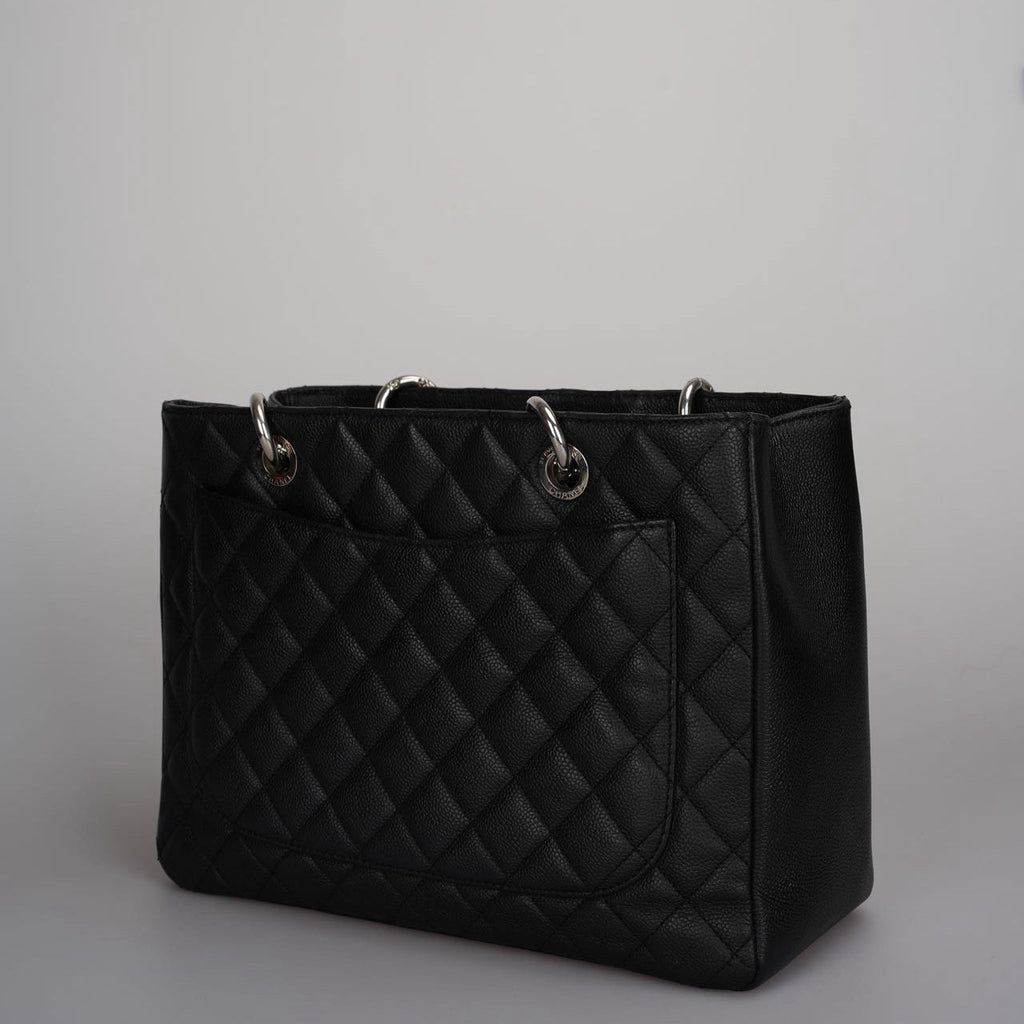 Chanel Black Grand Shopping Tote Black GST Bag in Caviar in Silver 2012