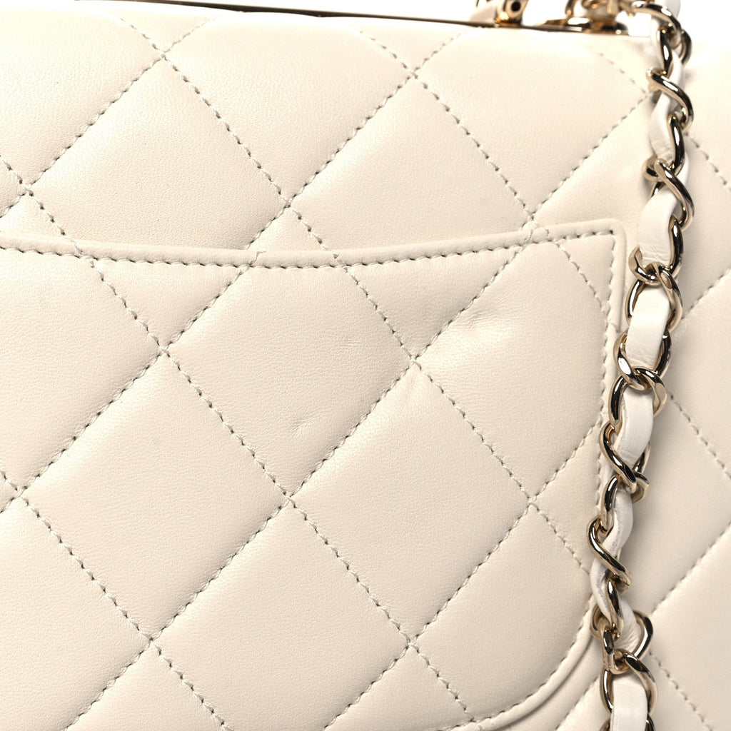 Lambskin Quilted Small Trendy CC Dual Handle Flap Bag White