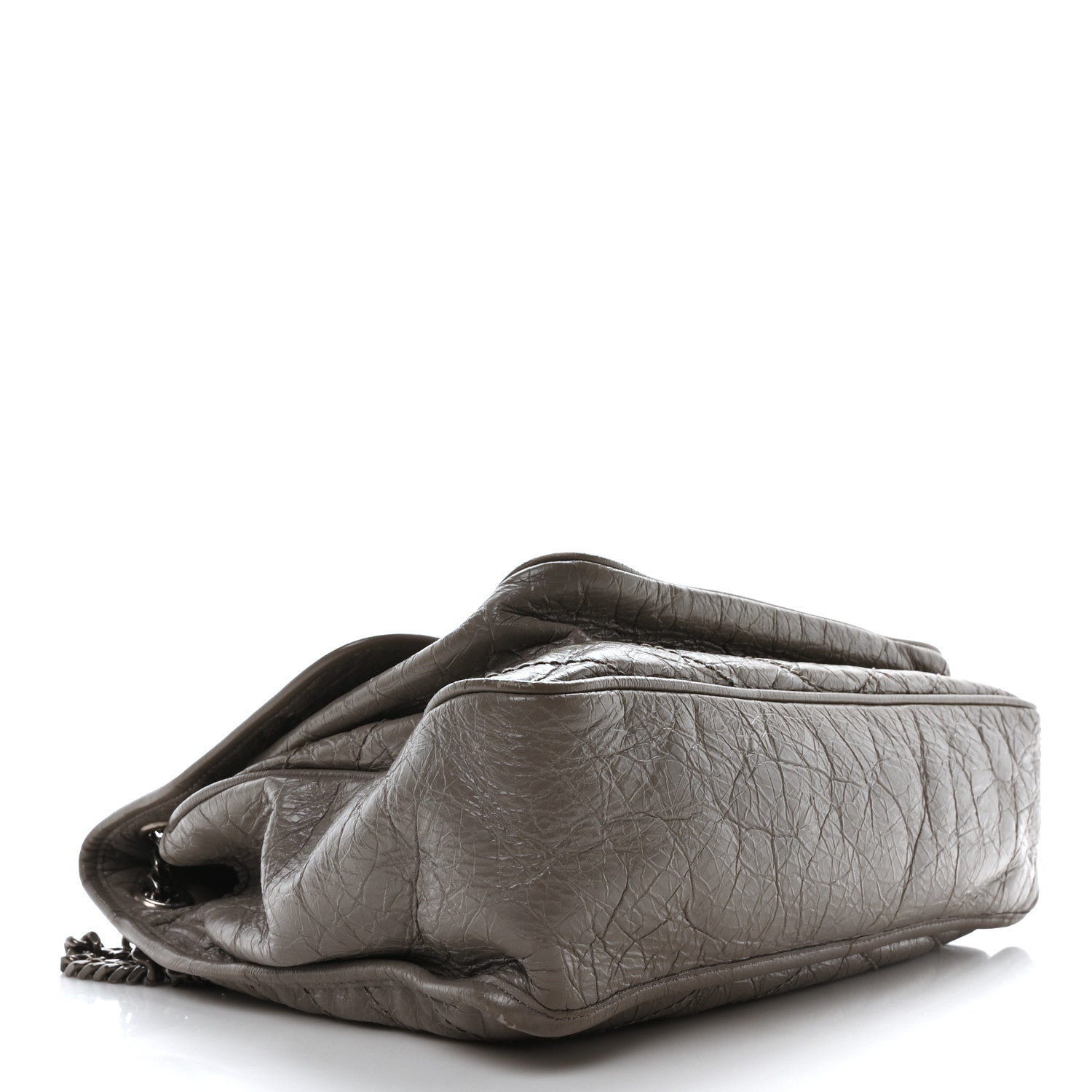 Crinkled Calfskin Matelasse Monogram Large Niki Chain Satchel Fog