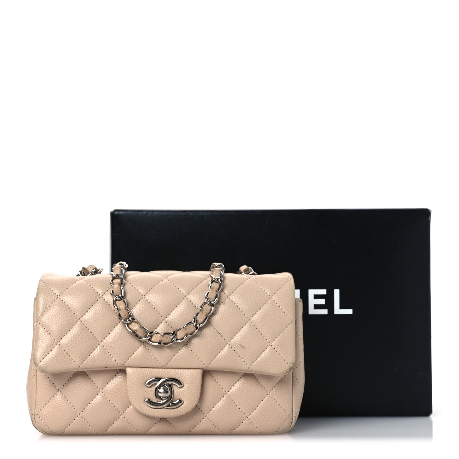 Caviar Quilted Mini Rectangular Flap Light Pink