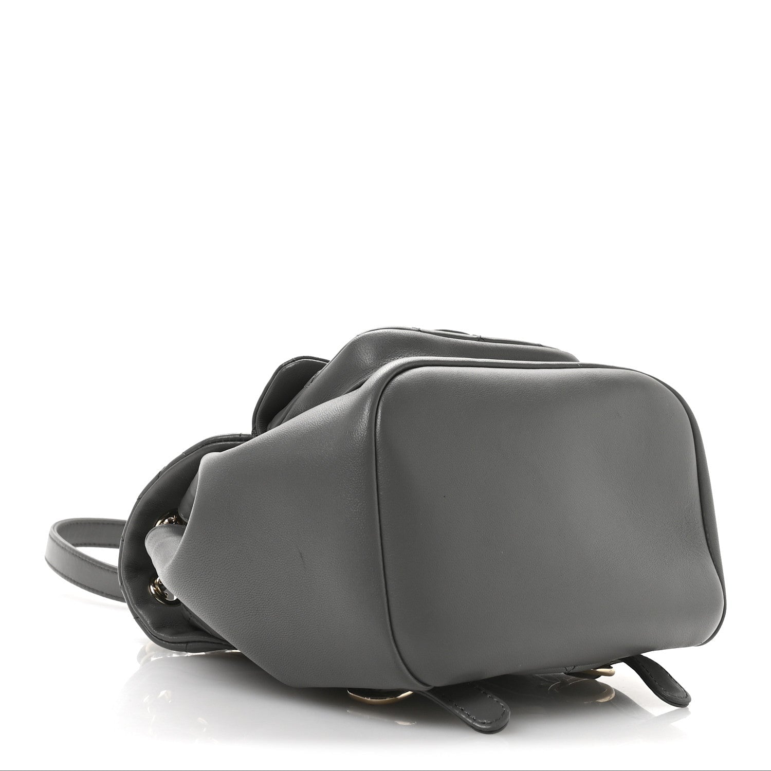 Lambskin Quilted Small Duma Drawstring Backpack Grey