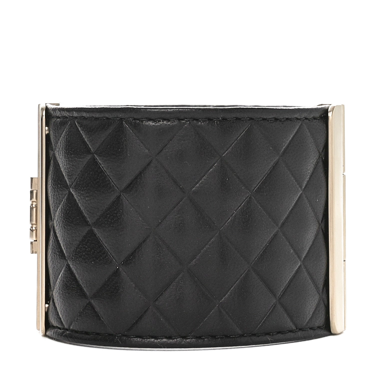 Calfskin Quilted CC Wide Cuff M Black