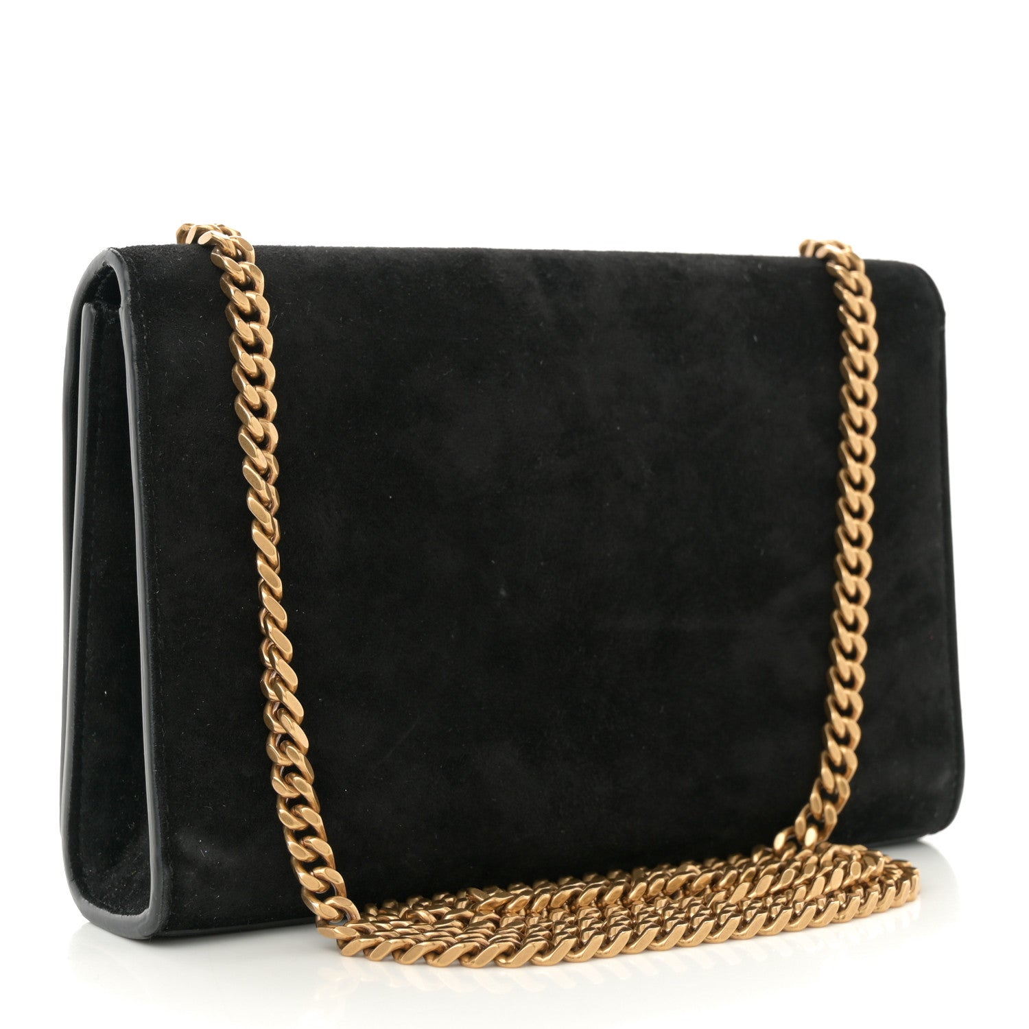 Suede Embroidered Small Monogram Kate Satchel Black